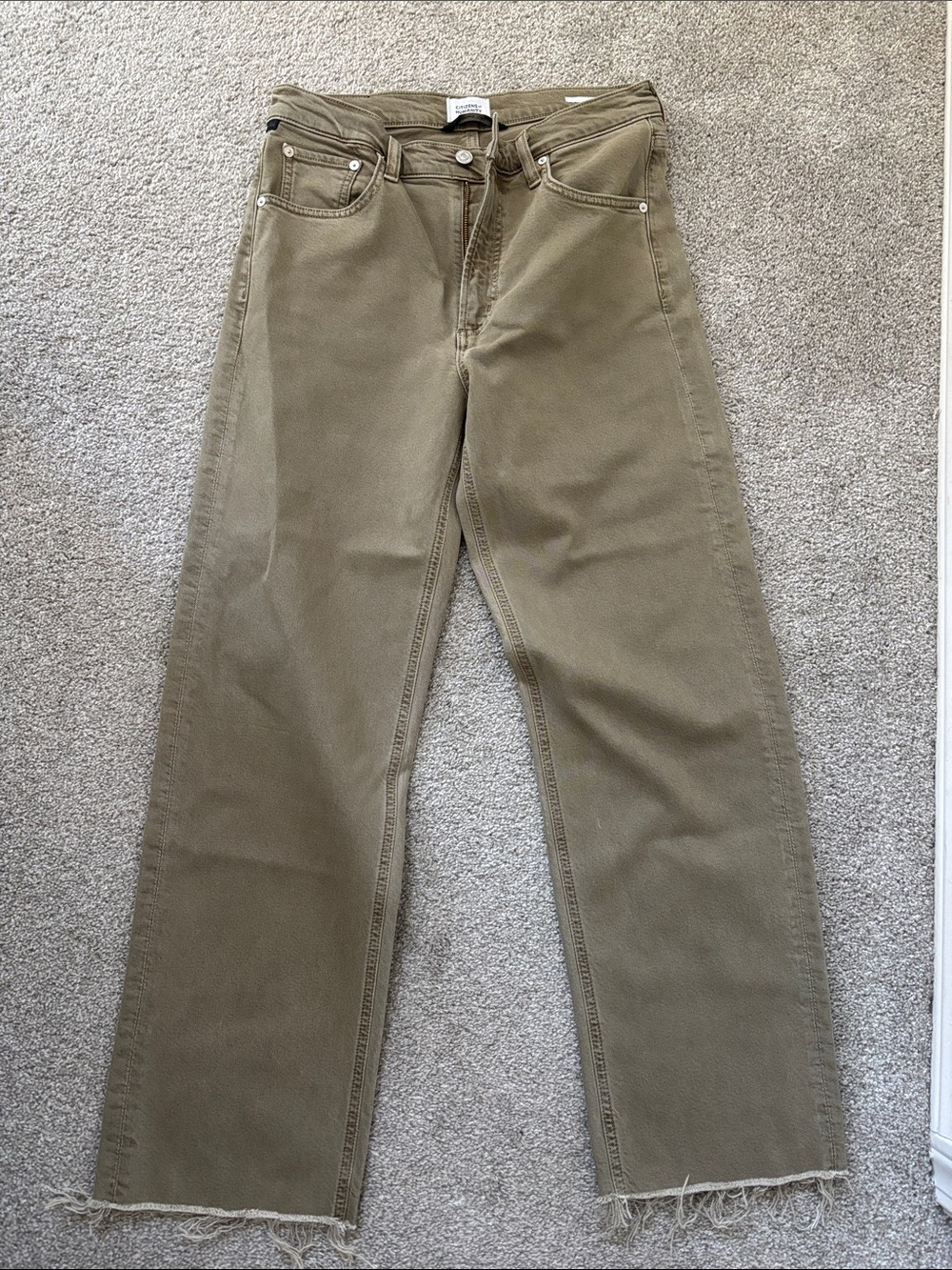 Citizens Of Humanity Palma Olive Green Straight-Leg Jeans
